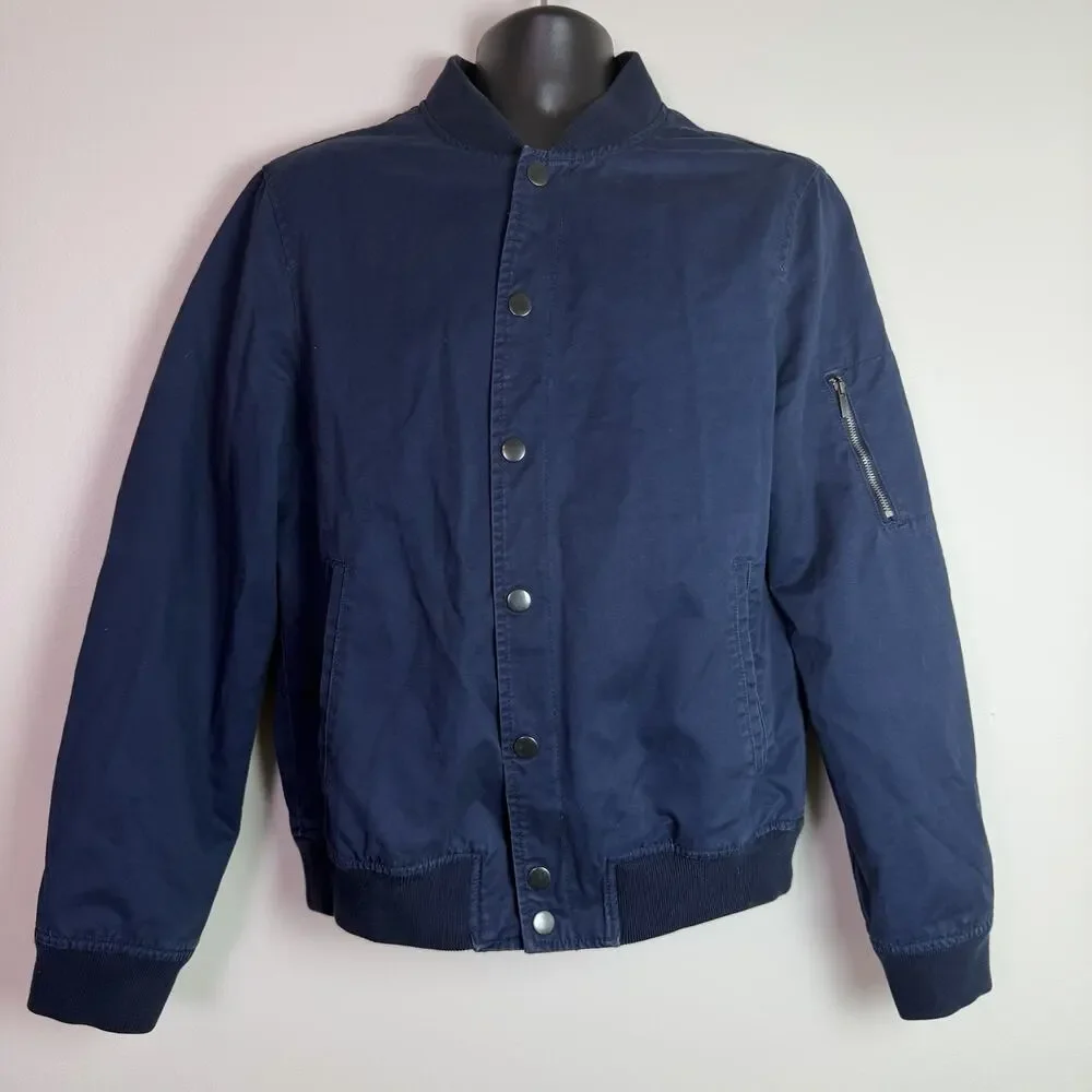 Banana Republic Bomber Jacket Men's M Blue Snap Front Minimalist Casual Flight